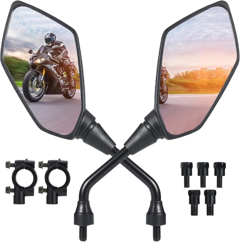 OFIG Motorcycle Mirrors, ATV Mirrors with 7/8" Handlebar Mount Compatible with Motorcycle Scooter Moped ATV Snowmobile Polaris Sportsman Dirt Bike Cruiser Chopper - Image 1